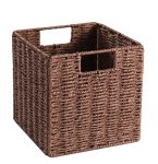 Handmade Straw Storage Basket Wicker Woven Foldable Storage Basket Books Clothes Snacks Desktop Organizer Basket