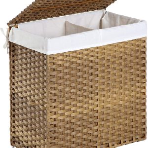 Hand-woven storage basket foldable dirty clothes basket bedroom living room toys organising basket imitation rattan