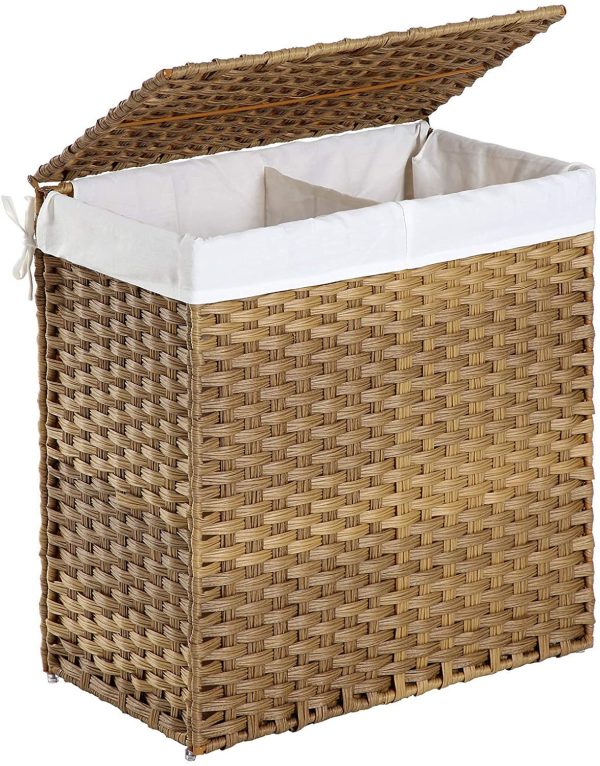 Hand-woven storage basket foldable dirty clothes basket bedroom living room toys organising basket imitation rattan