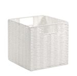 Handmade Straw Storage Basket Wicker Woven Foldable Storage Basket Books Clothes Snacks Desktop Organizer Basket (white)