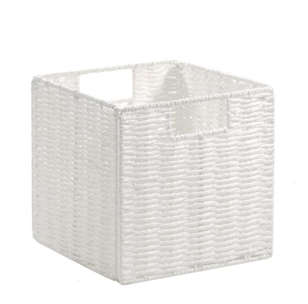 Handmade Straw Storage Basket Wicker Woven Foldable Storage Basket Books Clothes Snacks Desktop Organizer Basket (white)