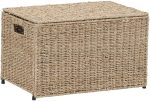 Hand-woven storage basket foldable dirty clothes basket bedroom living room toys organising basket imitation rattan (Seagrass)