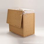 Hand-woven storage basket foldable dirty clothes basket bedroom living room toys organising basket imitation rattan (Paper Brown)