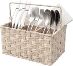 Rattan Compartmentalized Kitchen Tabletop Organizer-White