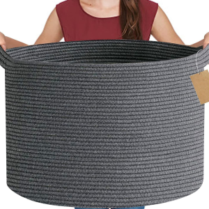 Custom Woven Storage Basket Storage Basket Cotton Rope Storage Sundry Closet Storage Basket (dark grey)