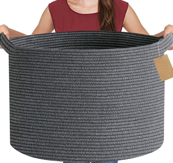 Custom Woven Storage Basket Storage Basket Cotton Rope Storage Sundry Closet Storage Basket (dark grey)