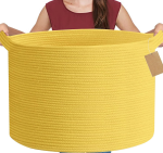 Custom Woven Storage Basket Storage Basket Cotton Rope Storage Sundry Closet Storage Basket (yellow)