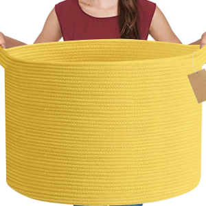 Custom Woven Storage Basket Storage Basket Cotton Rope Storage Sundry Closet Storage Basket (yellow)